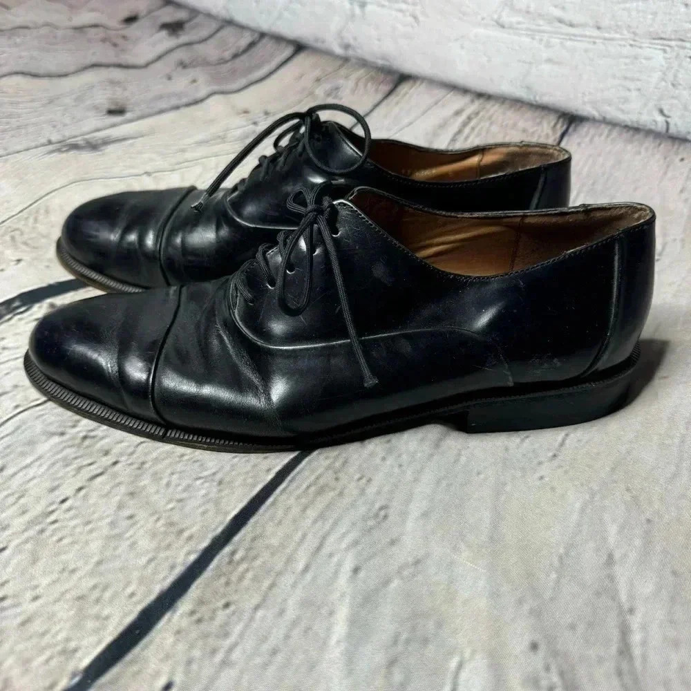 Embassy Black Leather Oxford Dress Shoes Lace Up Casual Shoes size 9.5 - Picture 4 of 11